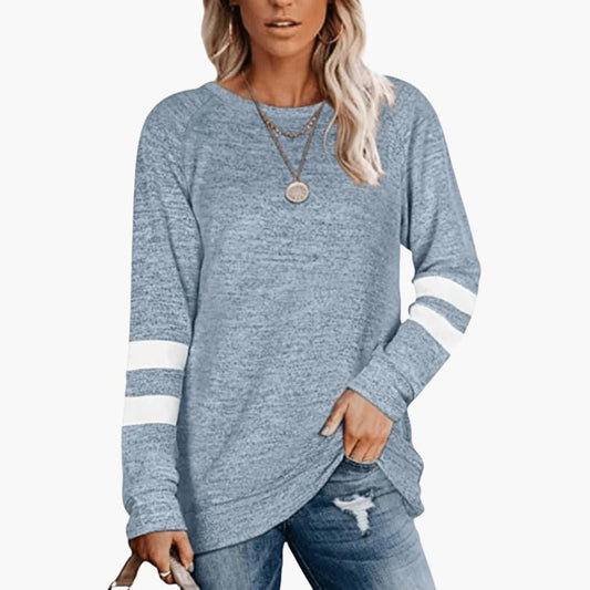 Sienna | Women's Long Sleeve Varsity Stripe Relaxed Fit Top