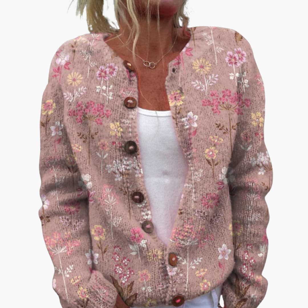 Marlowe | Women's Floral Knit Button-Up Cardigan