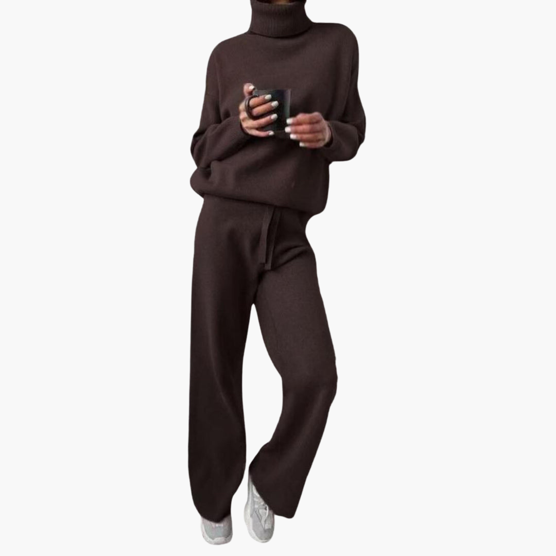 Marlowe | Women's Knitted Turtleneck Wide-Leg Lounge Set