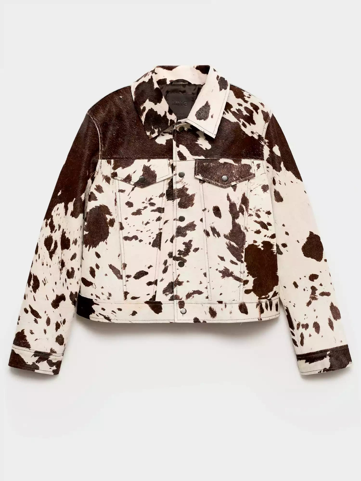 Saskia | Women's Western Cropped Cow Print Fake Fur Jacket