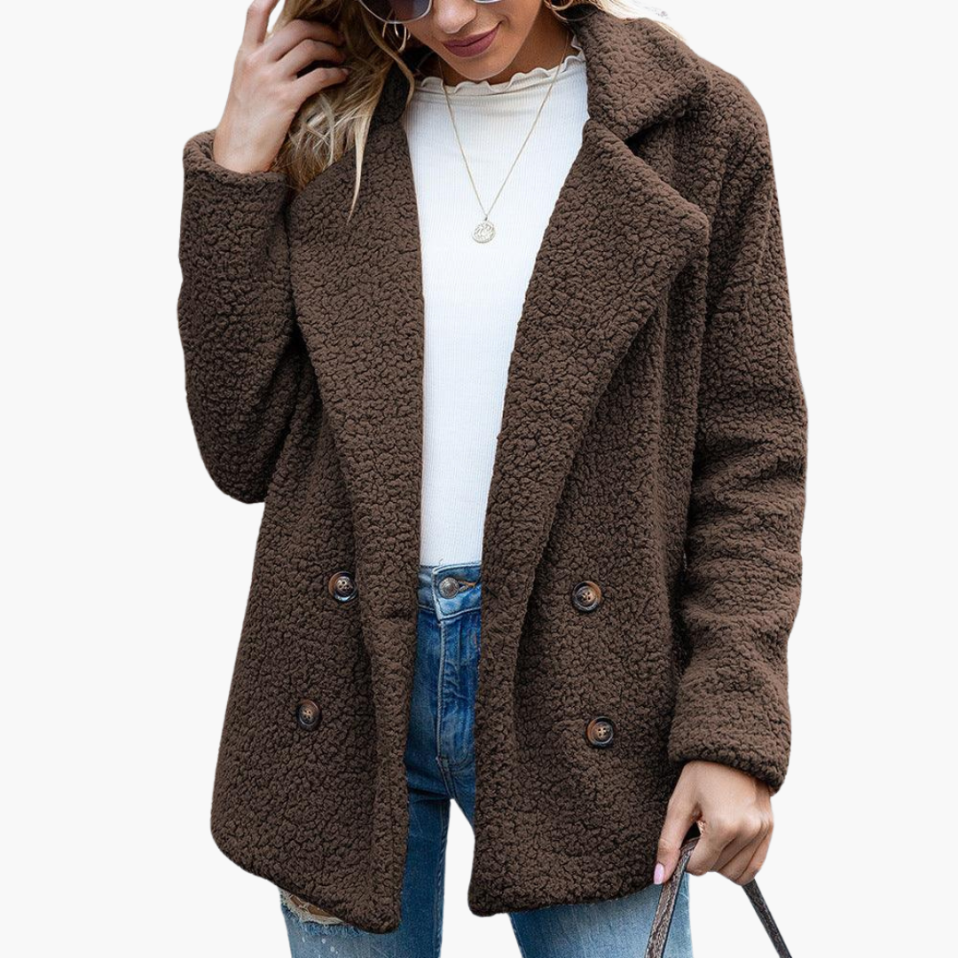 Aspen | Women's Oversized Teddy Faux Fur Lapel Collar Jacket