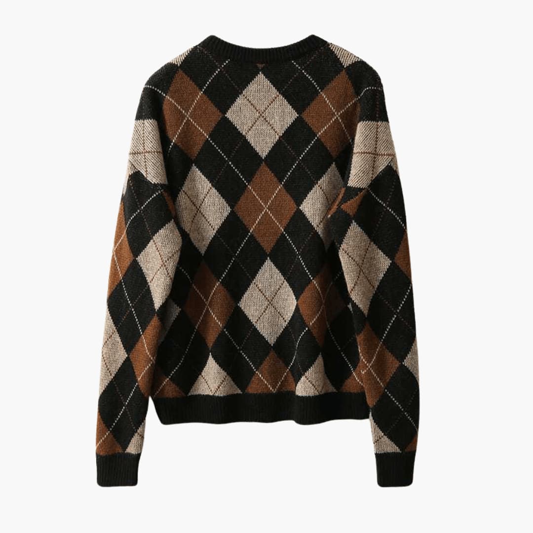 Preston | Women's Argyle Knit Round Neck Sweater