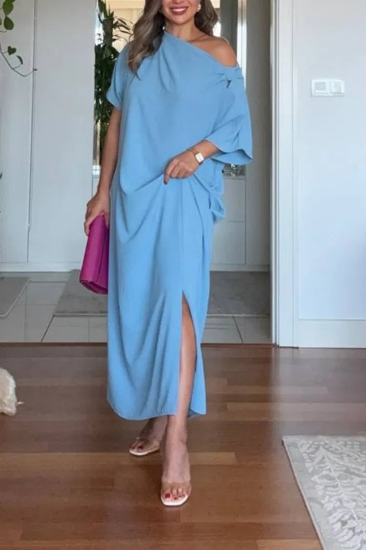 Marisol | Women's Asymmetric One-Shoulder Bow Detail Maxi Dress