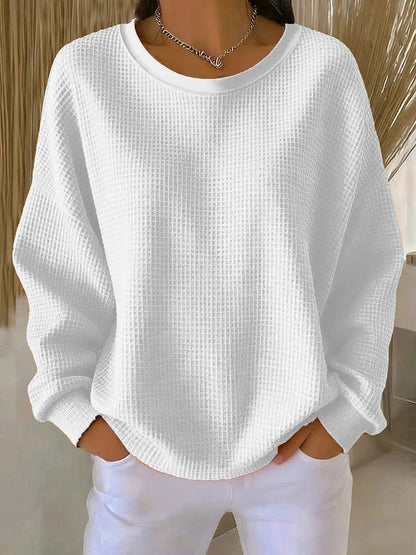 Solene | Women's Waffle Knit Oversized Long Sleeve Sweater