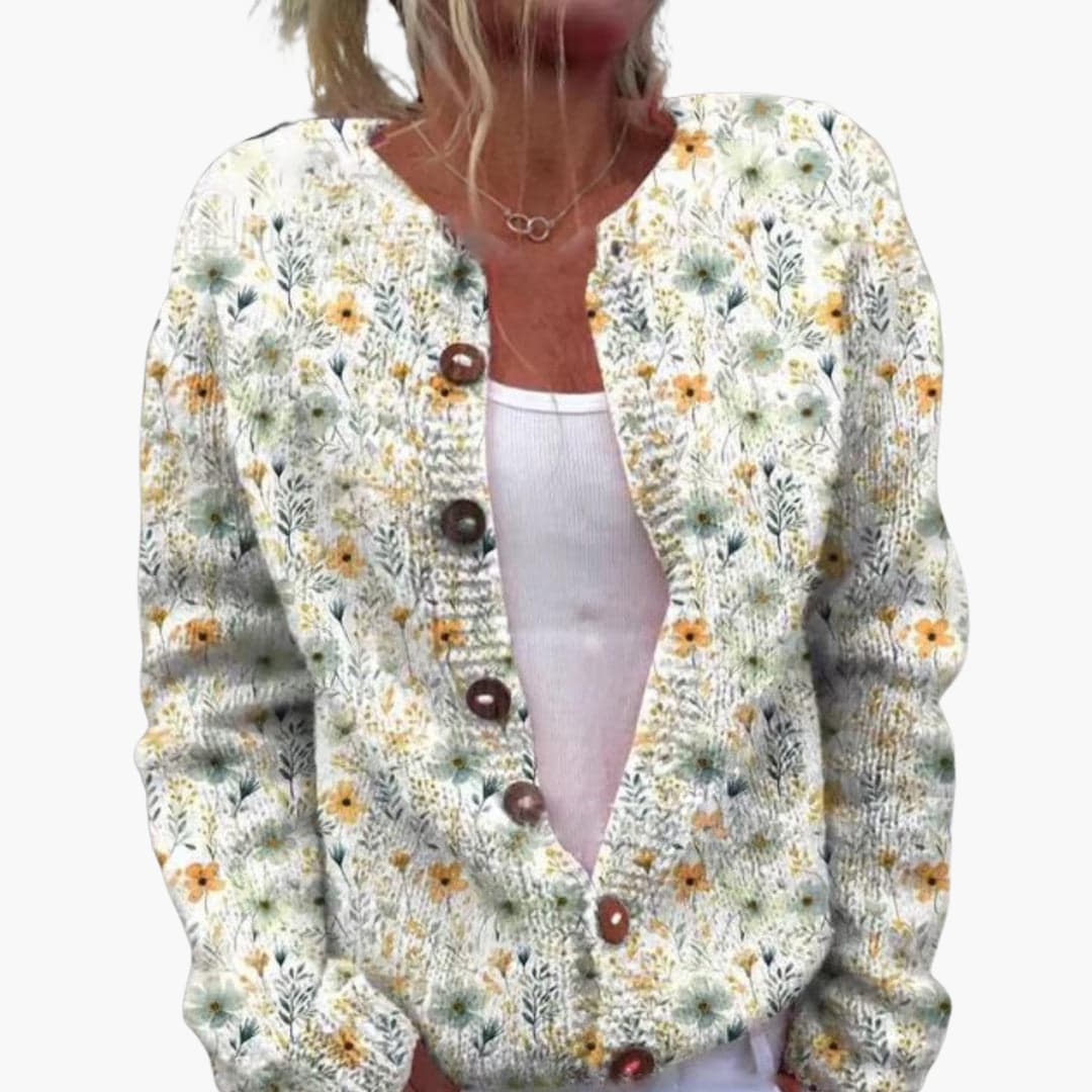 Marlowe | Women's Floral Knit Button-Up Cardigan