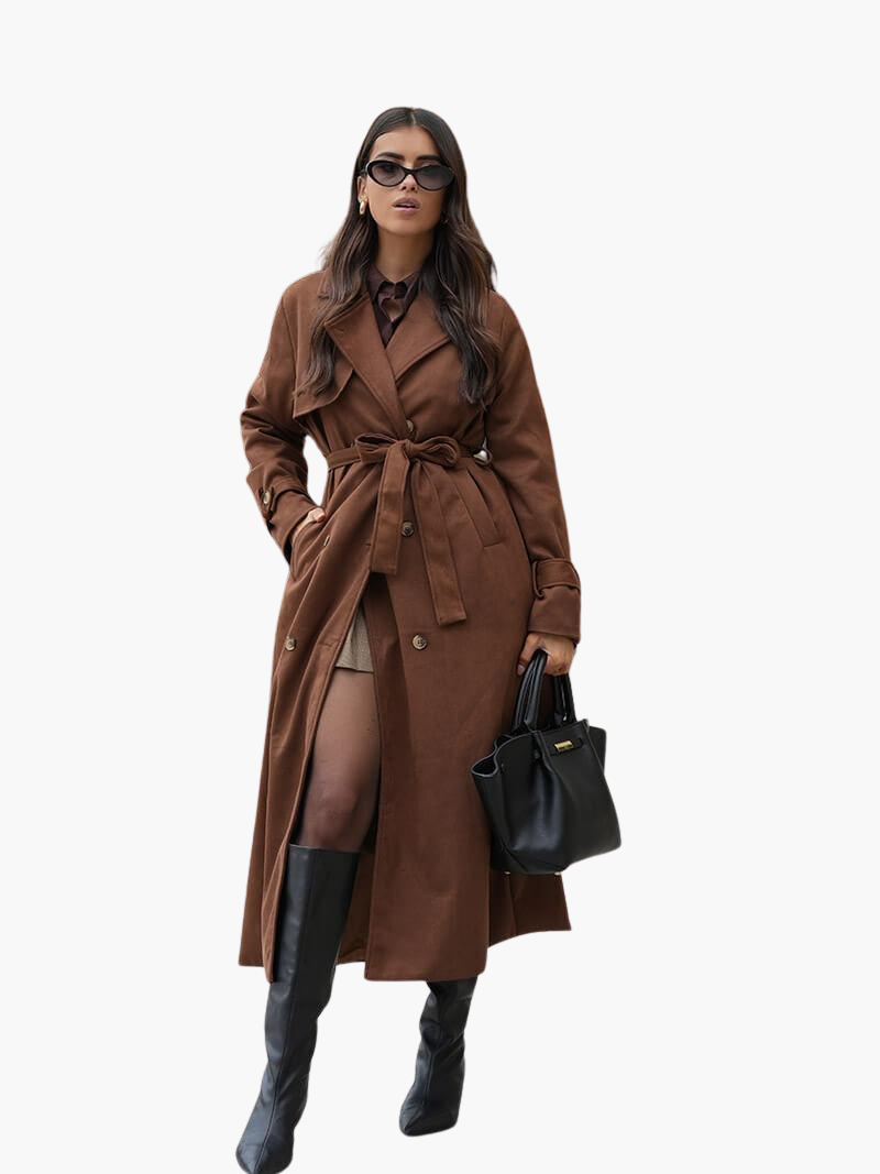 Marlowe | Women's Double-Breasted Belted Longline Trench Coat