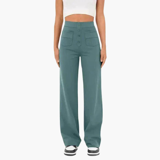 Marlowe | Women's High Waisted Wide Leg Button Front Trouser