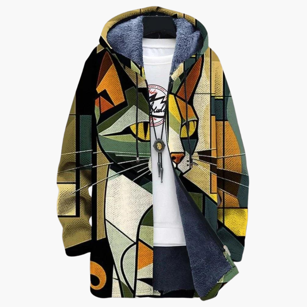 Cosmo | Women's Fleece Lined Hooded Zip-Up Graphic Jacket