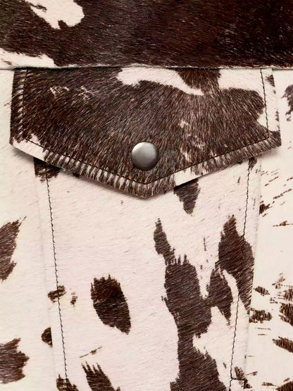 Saskia | Women's Western Cropped Cow Print Fake Fur Jacket