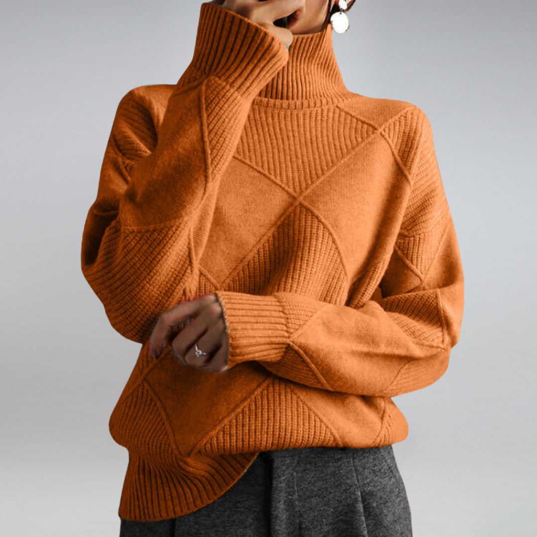 Marlowe | Women's Oversized Turtleneck Textured Knit Sweater