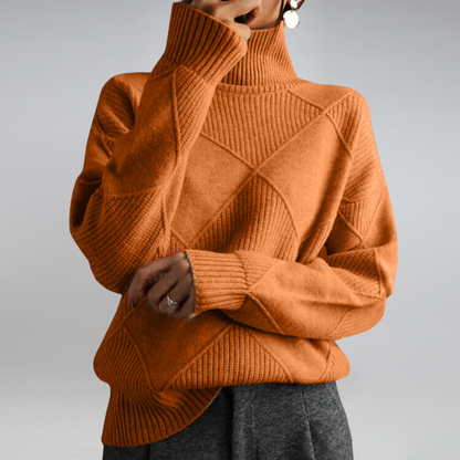 Marlowe | Women's Oversized Turtleneck Textured Knit Sweater