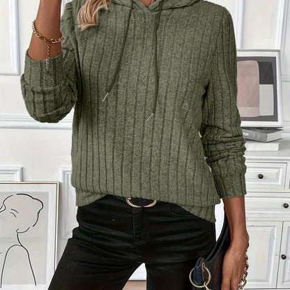 Cassidy | Women's Cozy Ribbed Textured Drawstring Hoodie
