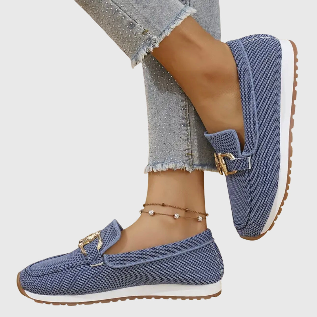 Susana | Loafers Orthopedic Platform Knit Gold Hardware Slip On