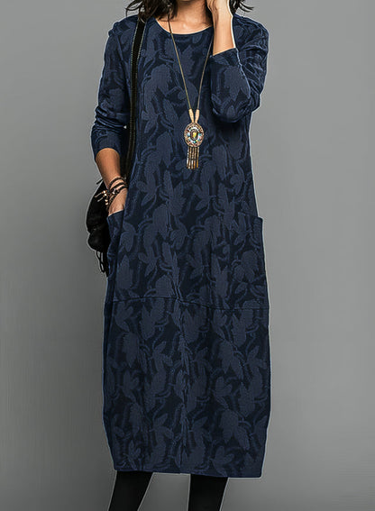 Kayla | Printed Long Sleeve Flowing Midi Wedding Guest Dress