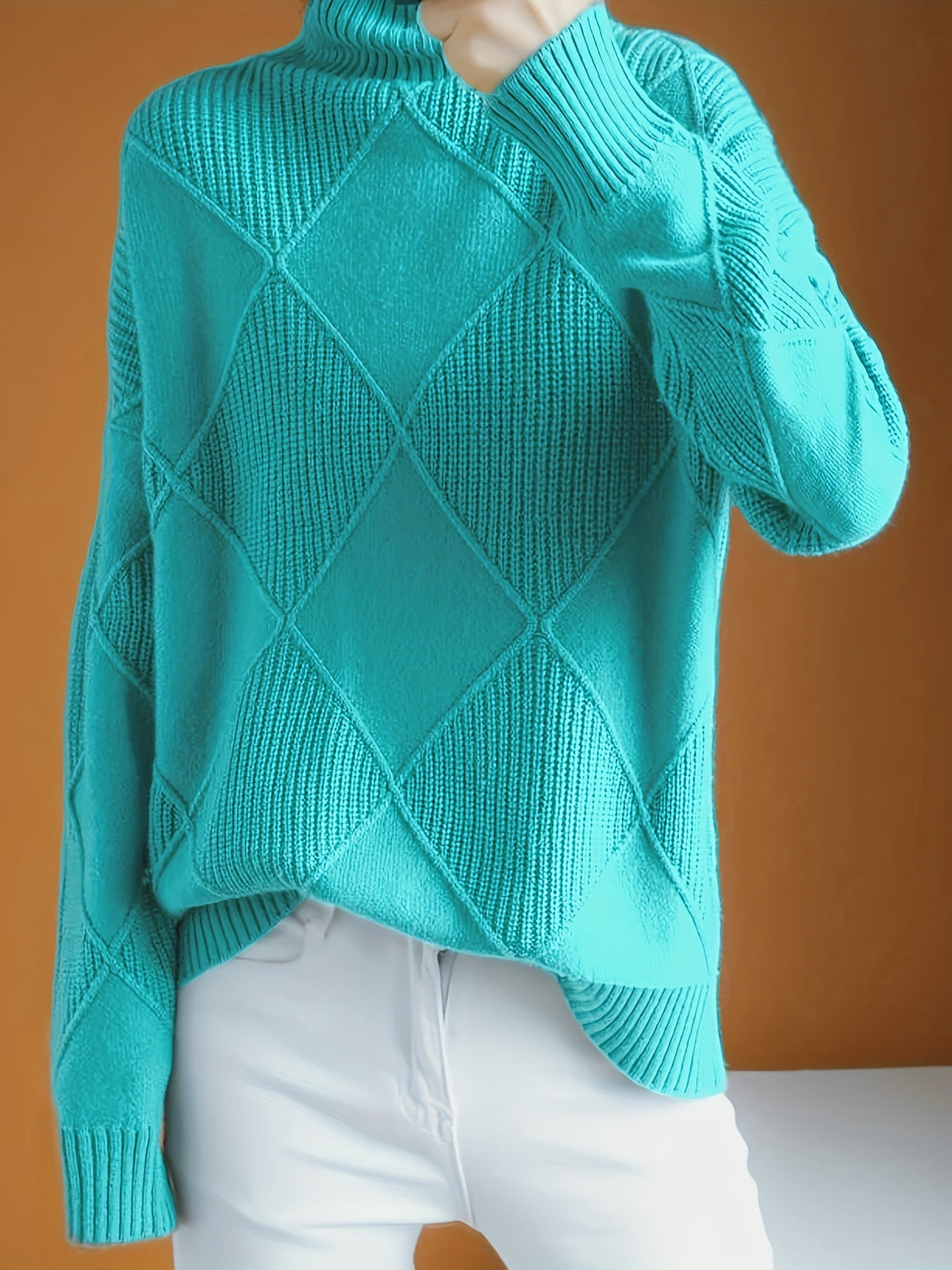 Ophira | Women's Chunky Textured Turtleneck Cable Knit Sweater