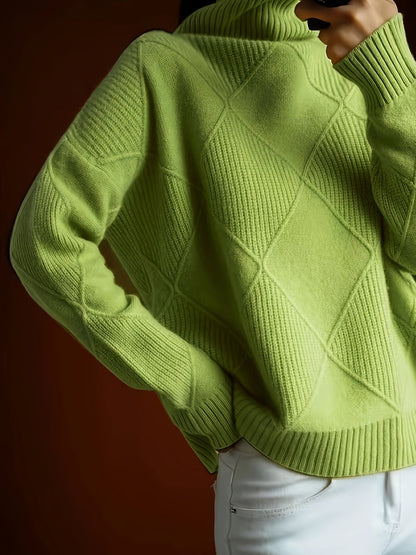 Ophira | Women's Chunky Textured Turtleneck Cable Knit Sweater
