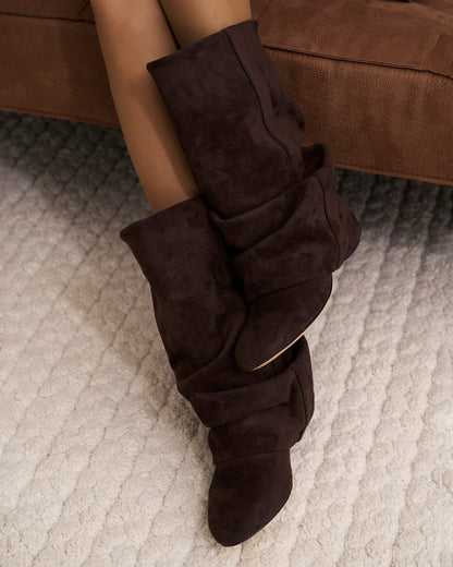 Marlowe | Women's Slouchy Hidden Heel Rounded Toe Knee High Boot