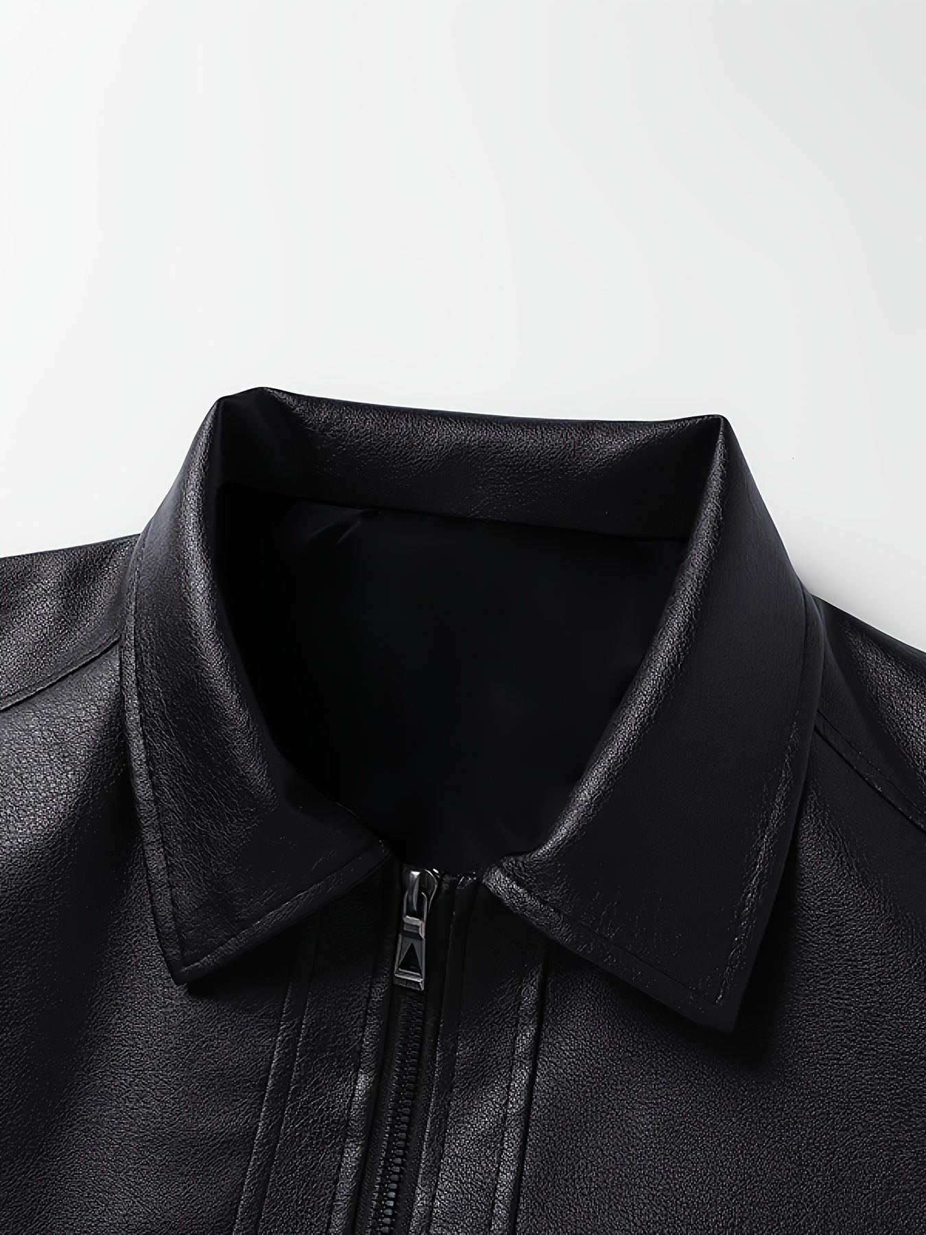 Maddox | Men's Zip Faux Leather Collared Bomber Jacket
