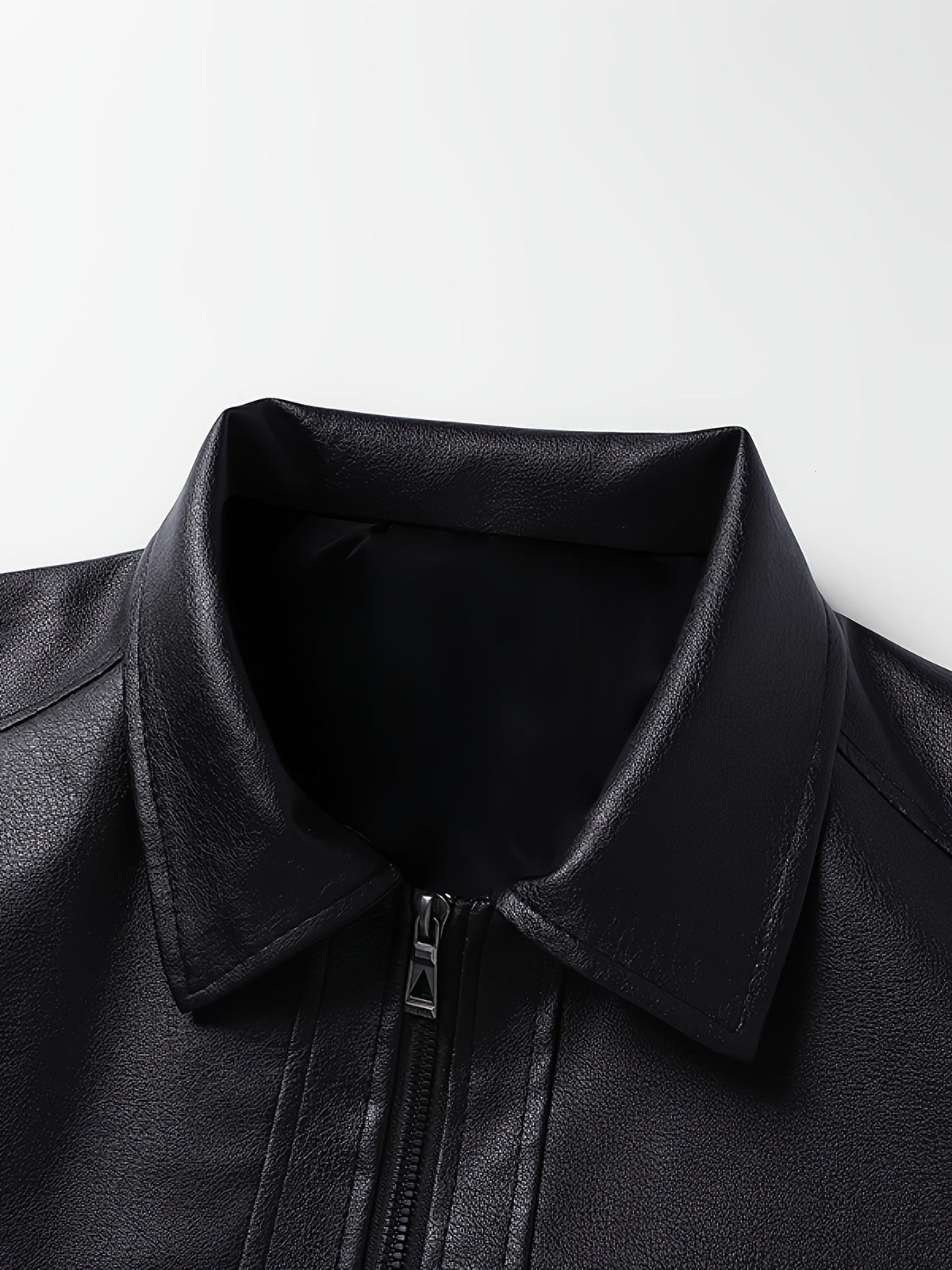 Maddox | Men's Zip Faux Leather Collared Bomber Jacket