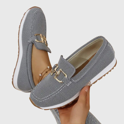 Susana | Loafers Orthopedic Platform Knit Gold Hardware Slip On