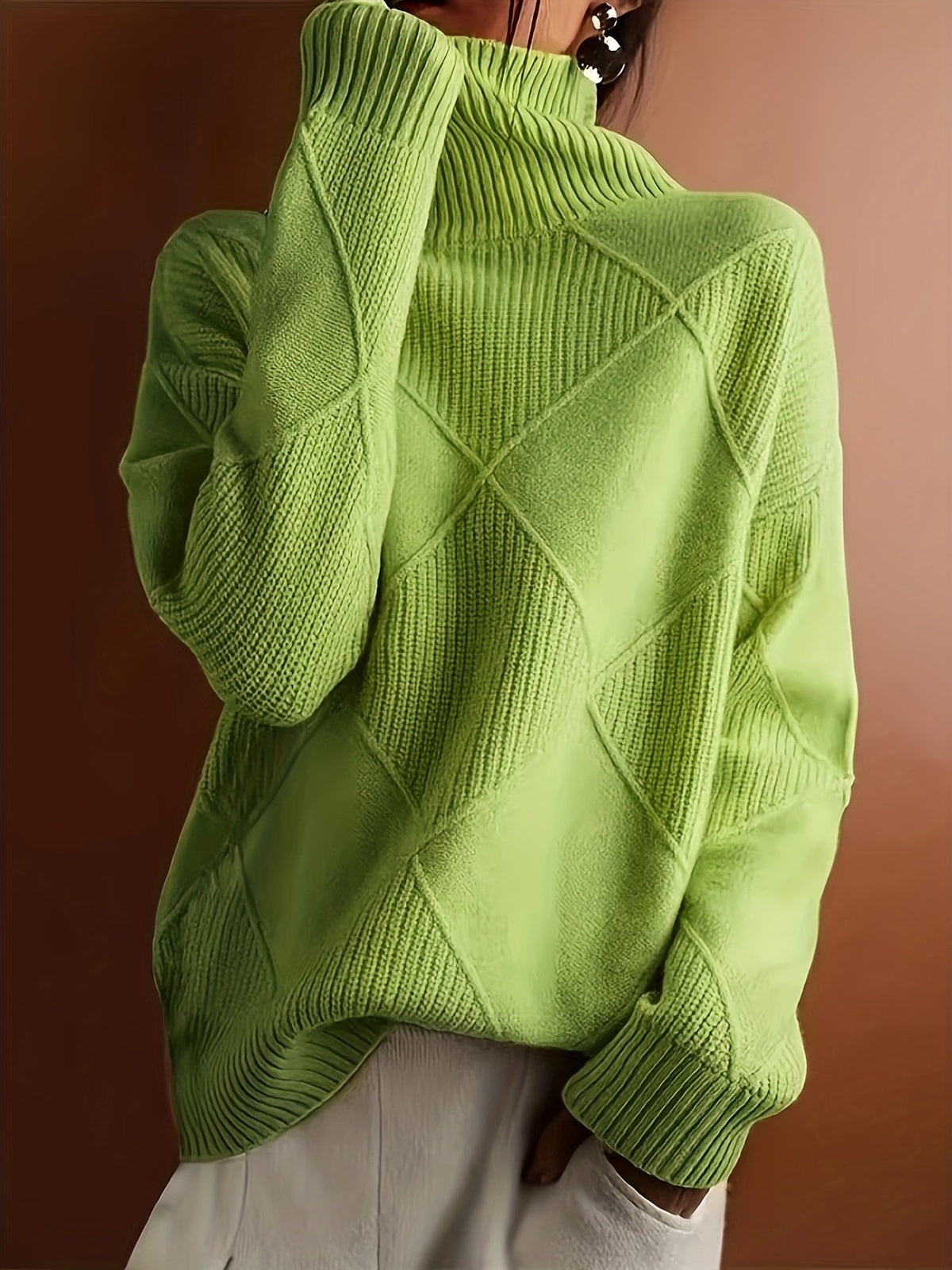 Ophira | Women's Chunky Textured Turtleneck Cable Knit Sweater