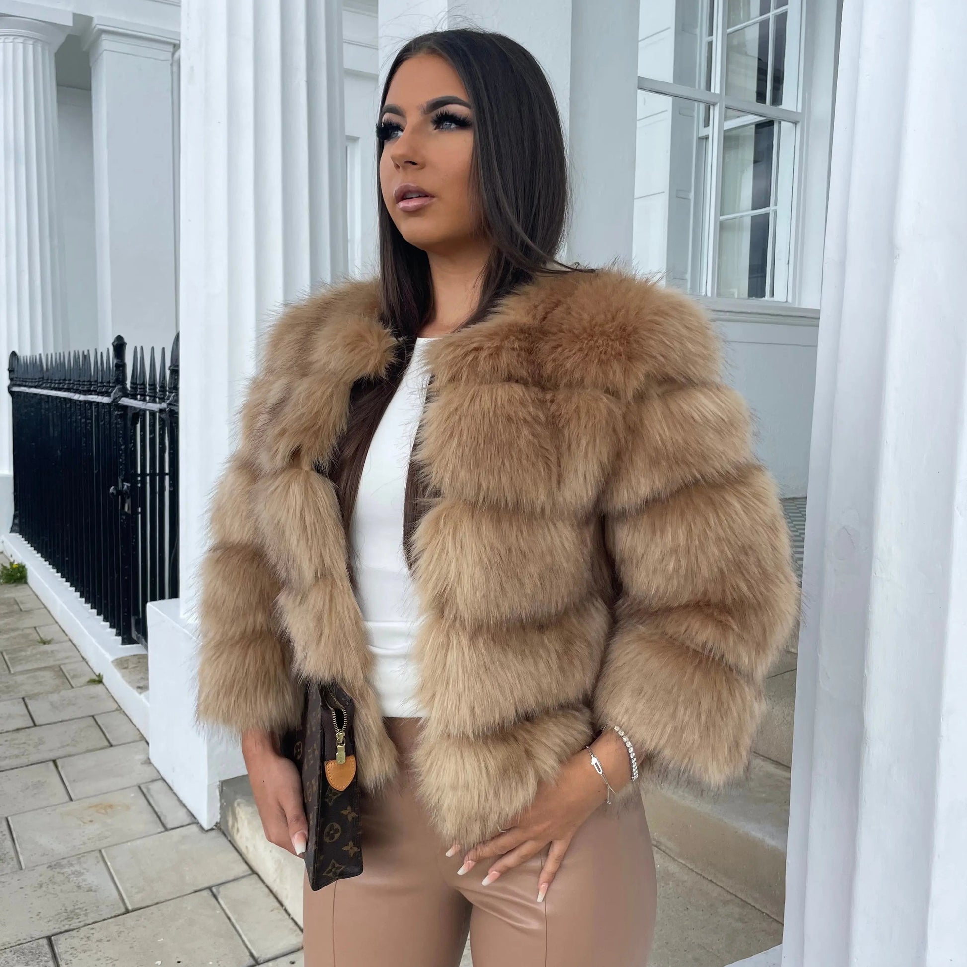 Brielle | Women's Faux Fur Cropped Voluminous Coat
