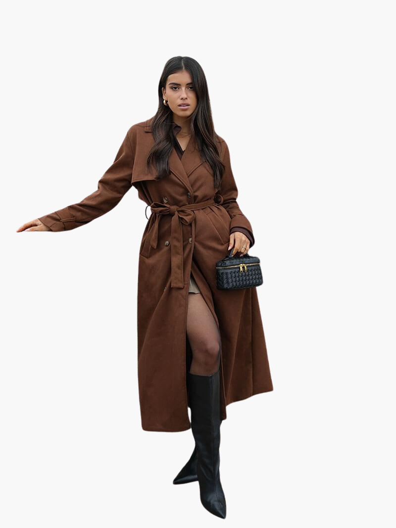 Marlowe | Women's Double-Breasted Belted Longline Trench Coat