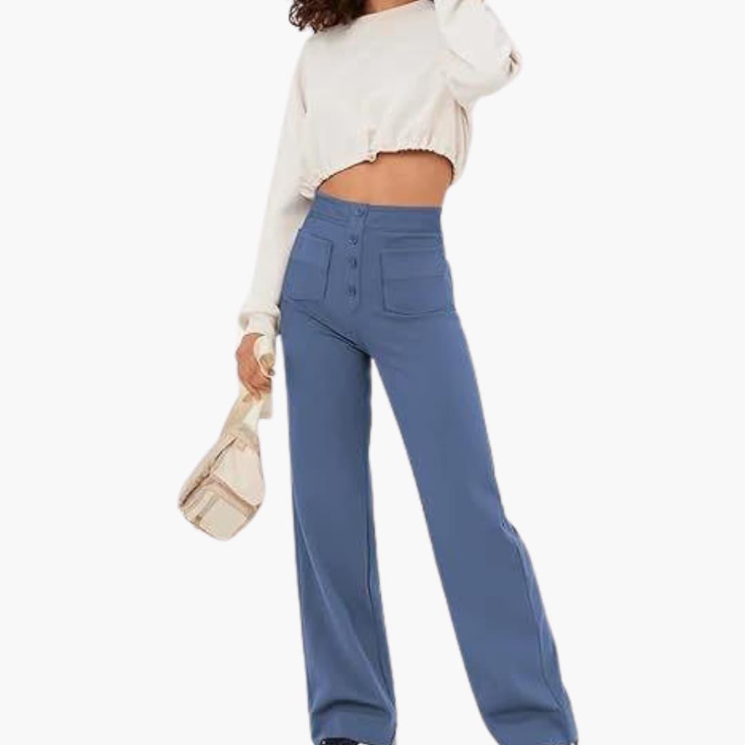 Marlowe | Women's High Waisted Wide Leg Button Front Trouser