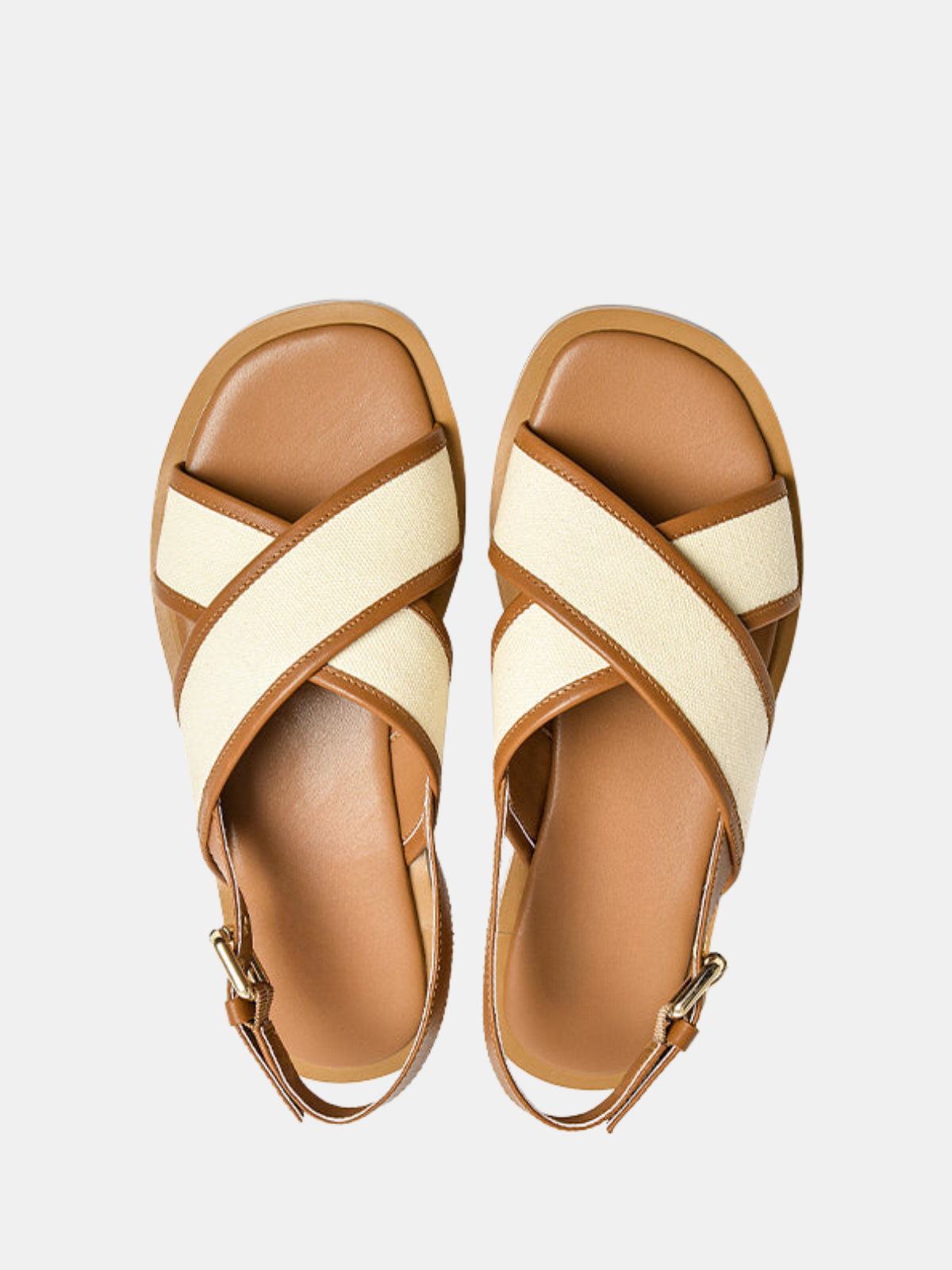 Sienna | Flat Sandals Crossover Canvas Leather Slingback