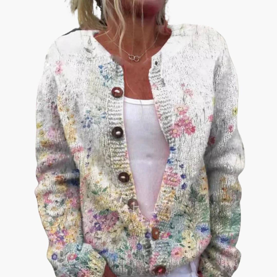 Marlowe | Women's Floral Knit Button-Up Cardigan