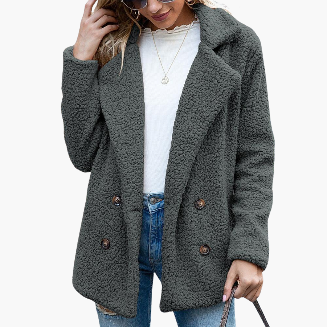 Aspen | Women's Oversized Teddy Faux Fur Lapel Collar Jacket