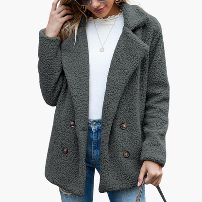 Aspen | Women's Oversized Teddy Faux Fur Lapel Collar Jacket