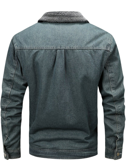 Draven | Men's Warm Fleece Lined Washed Denim Winter Jacket