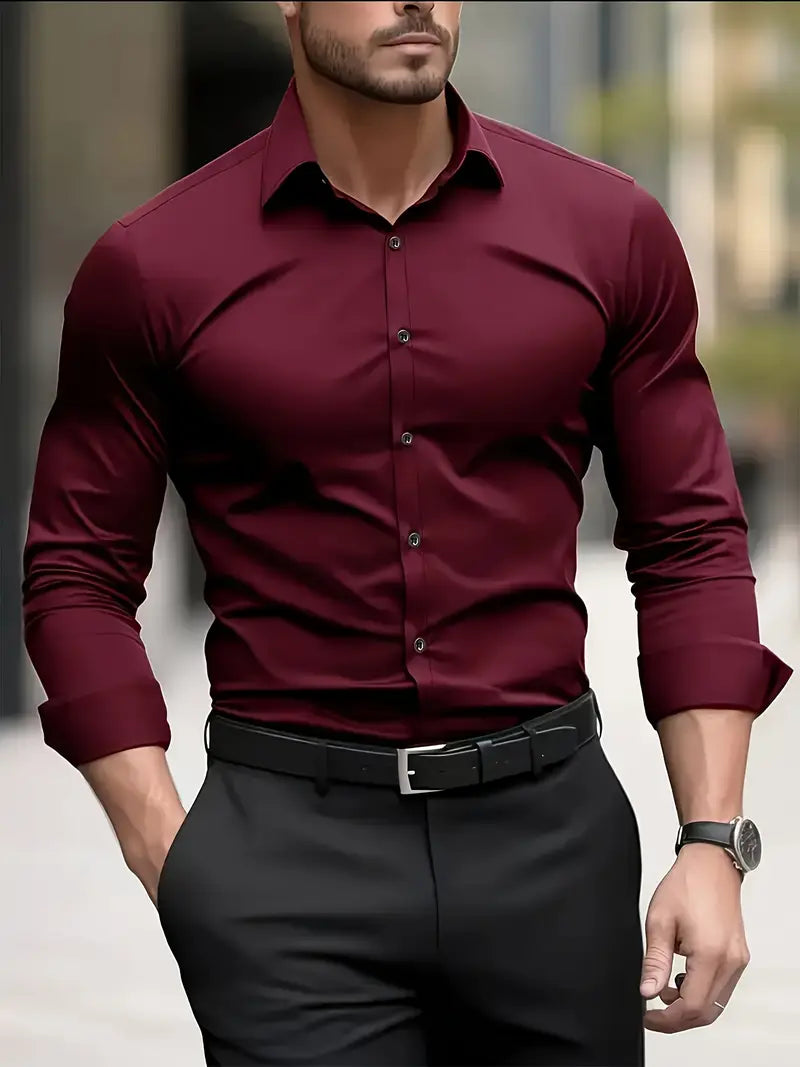 Alaric | Men's Slim Fit Long Sleeve Smart Casual Dress Shirt