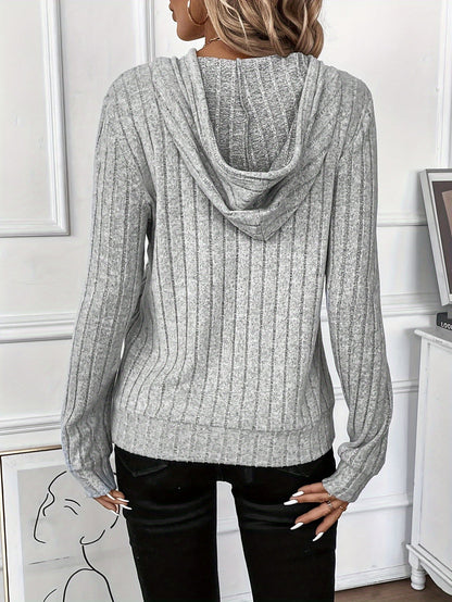 Cassidy | Women's Cozy Ribbed Textured Drawstring Hoodie