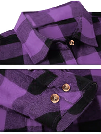 Wrenlee | Women's Relaxed Buffalo Check Plaid Button Up Shirt