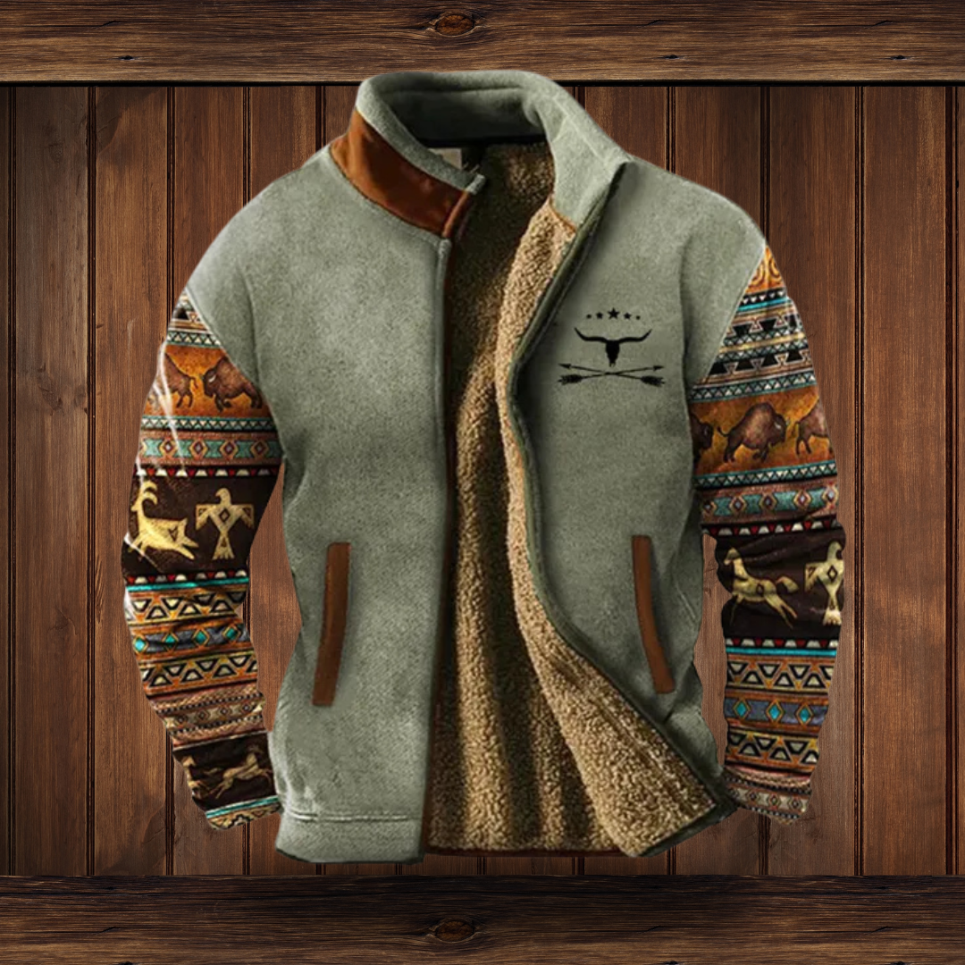 Weston | Men's Western Aztec Print Suede Bomber Jacket