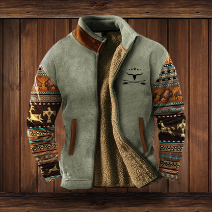 Weston | Men's Western Aztec Print Suede Bomber Jacket