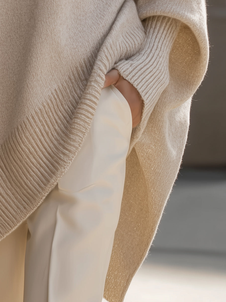 Jennifer | Women's Oversized Draped Asymmetric Knit Sweater