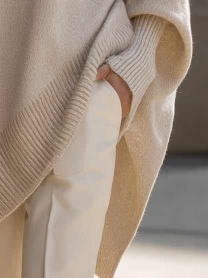 Jennifer | Women's Oversized Draped Asymmetric Knit Sweater