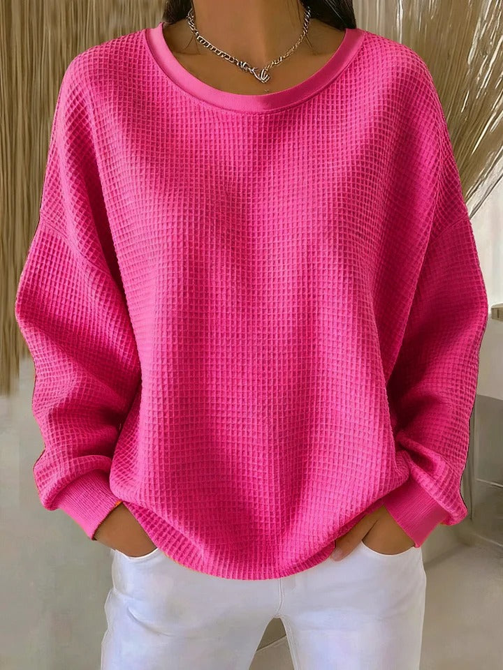 Solene | Women's Waffle Knit Oversized Long Sleeve Sweater