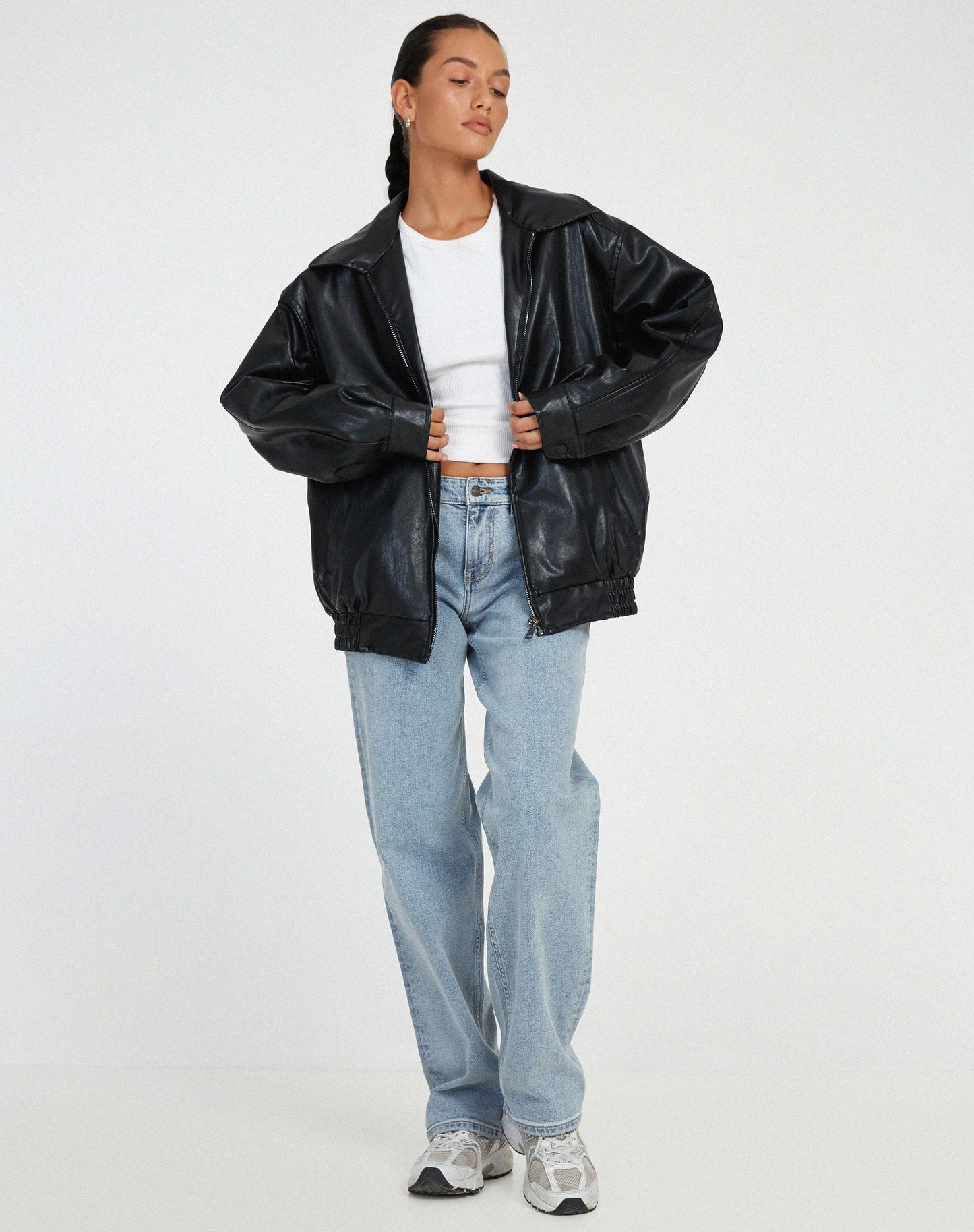 Sophia | Women's Oversized Faux Leather Bomber Jacket