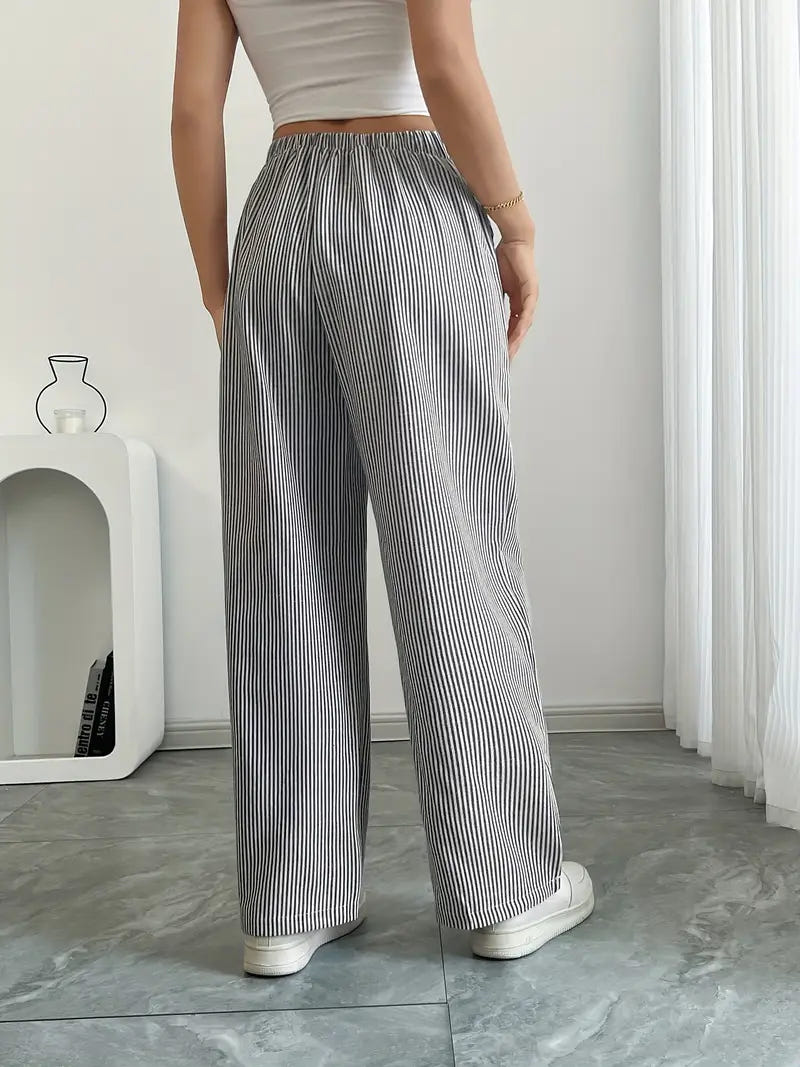 Marbella | Women's Wide Leg Striped Drawstring Beach Pants