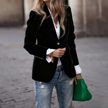 Beatrice | Women's Velvet Notched Lapel Fitted Blazer