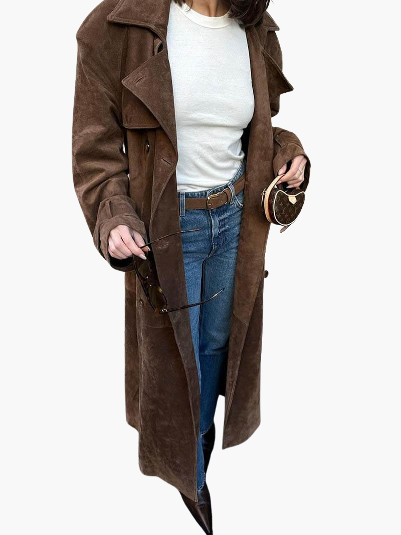 Marlowe | Women's Double-Breasted Belted Longline Trench Coat
