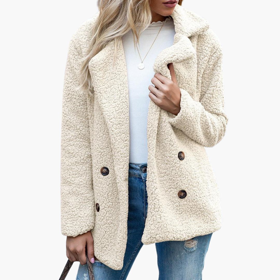 Aspen | Women's Oversized Teddy Faux Fur Lapel Collar Jacket