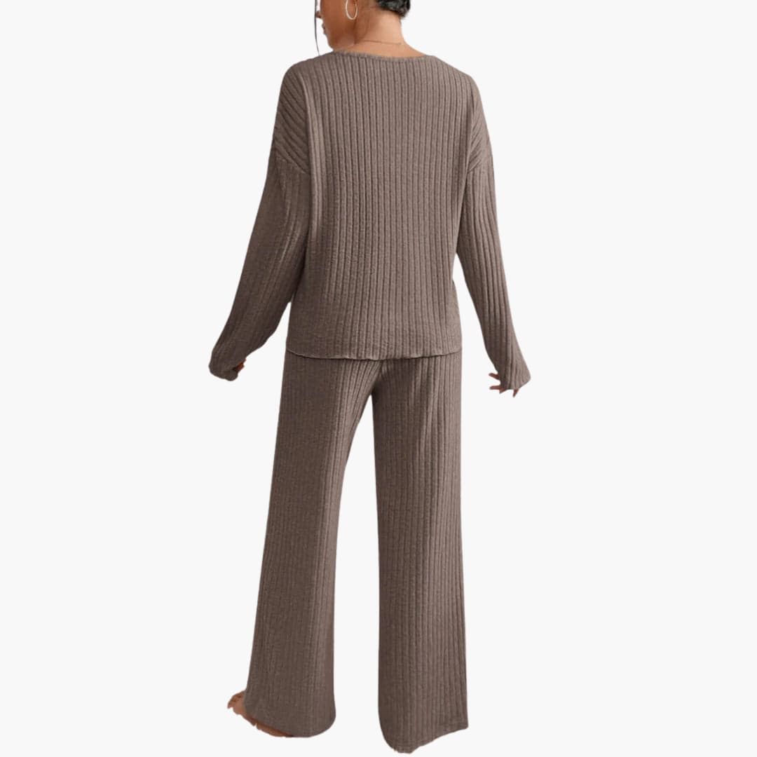 Selene | Women's Ribbed Knit V-Neck Lounge Set