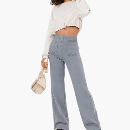 Marlowe | Women's High Waisted Wide Leg Button Front Trouser