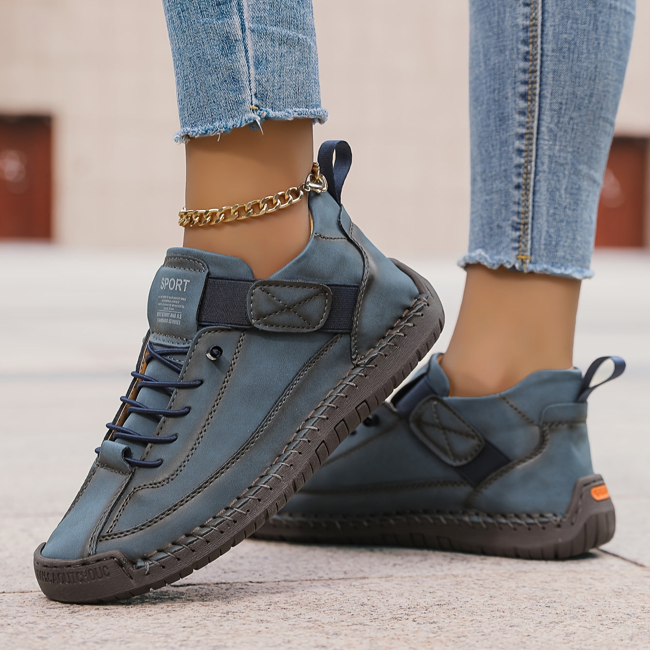 Marlow | Women's Stitch Detail Lace Up Comfortable Flat Sneaker