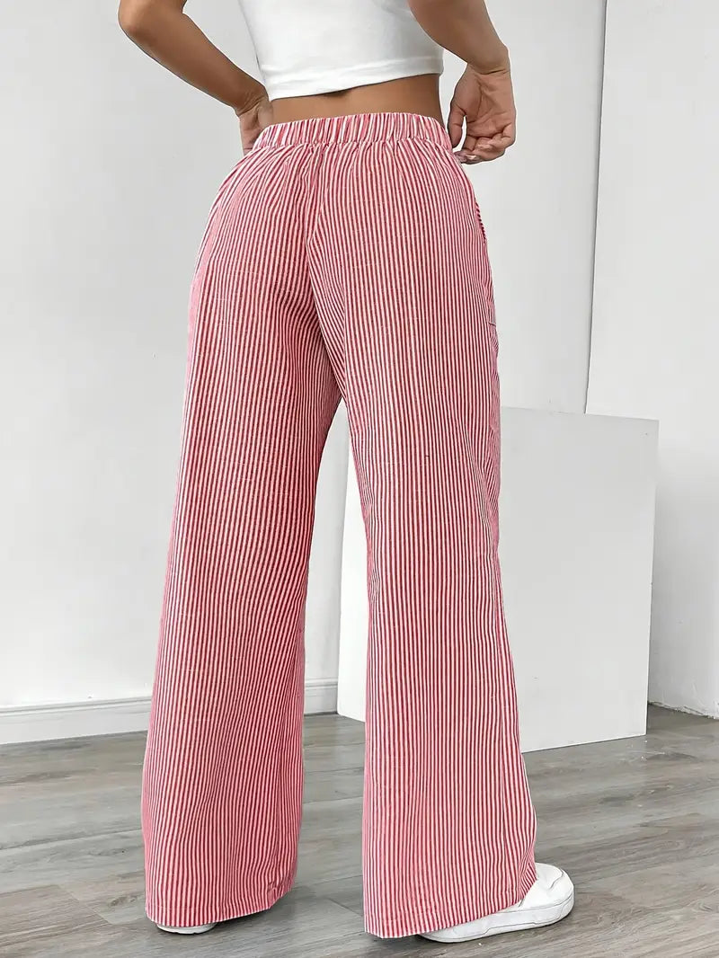 Marbella | Women's Wide Leg Striped Drawstring Beach Pants